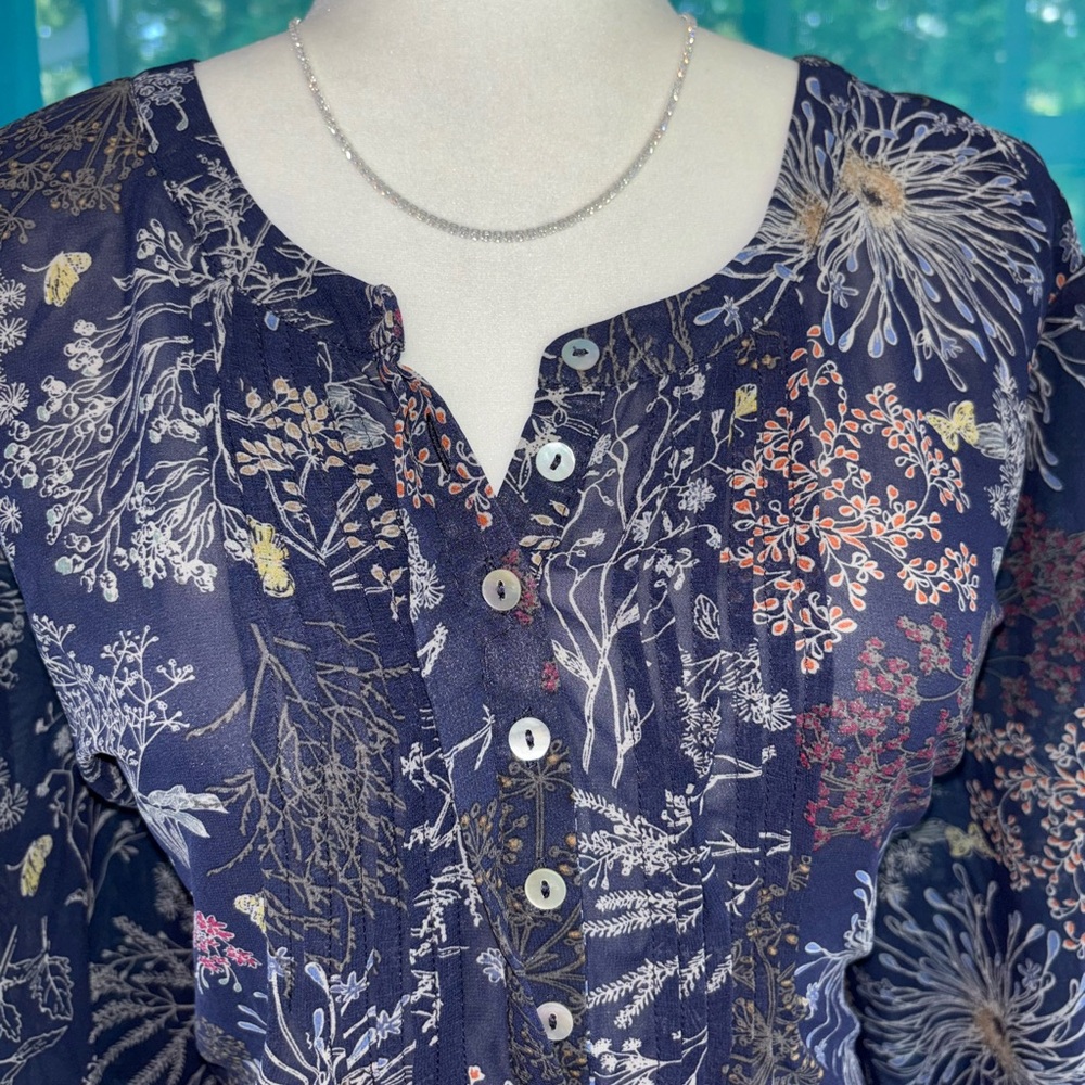 Motherhood Maternity Plus Size 3X Blue Floral Print Tunic Lightweight Blouse - Picture 3 of 6